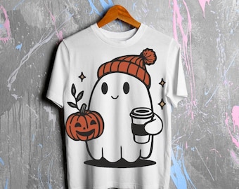 Spooky Ghost SVG | Fall Pumpkin & Coffee Design (Digital Download)