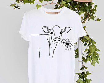 Floral Cow SVG, Boho Cow Head with Flowers Clipart, Western T-Shirt Design, Farm Life SVG for Cricut , Country Cow Sublimation