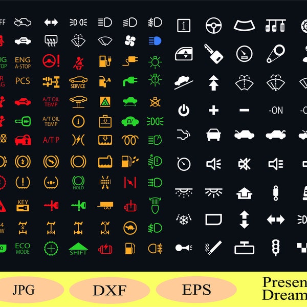 Car icons SVG,  Automotive bundle icons, Auto dashboard icons in Svg, Svg, DXF, JPG, Car Svg files, Icons Svg