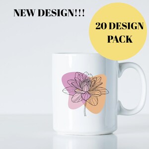 Floral Mug Mockup Bundle 11oz and 15oz Coffee Cup Styled Mockups Boho Flower Mug Scene Canva & Photoshop