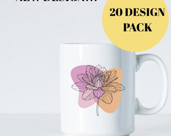 Floral Mug Mockup Bundle, Coffee Cup Styled Scene (Canva & Photoshop)