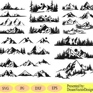 Mountain SVG, File For Cricut, For Silhouette Cut Files, Vector, Digital File, Mountains SVG, Dxf, Eps, Svg, Cut Files, ClipArt Svg
