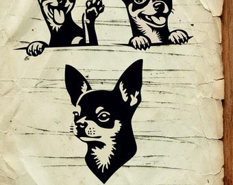 Peeking Chihuahua SVG Bundle, Dog Clipart for Cricut & Silhouette