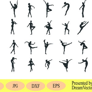 Ballet Svg, silueta de bailarina, bailarina de ballet, paquete de ballet, para clipart, corte láser, arte, archivo para cricut, arte imprimible,