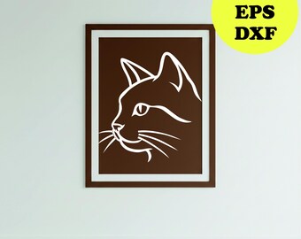 Minimalist Cat Profile SVG, EPS, DXF, Cat Line Art Vector Clipart