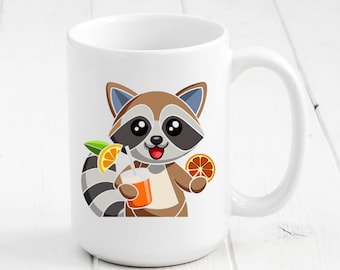 Raccoon Juice Mug: Funny Cartoon Animal Design (Digital Files SVG, DXF, EPS)