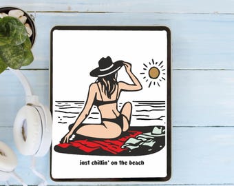 Beach Girl Line Art Print: Summer Coastal Home Decor (Digital Download)