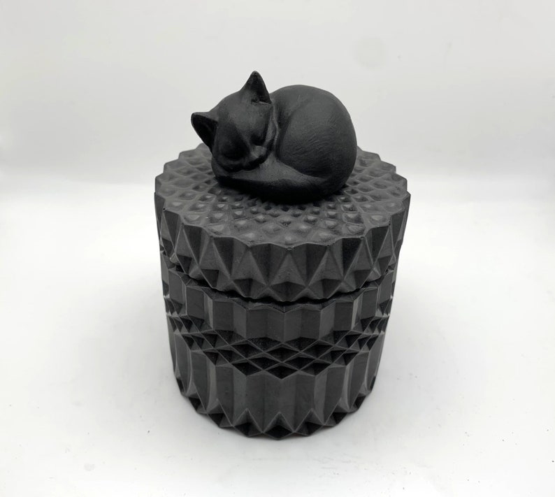 Cat urn for ashes with multiple color option Black