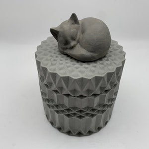 Cat urn for ashes with multiple color option grey