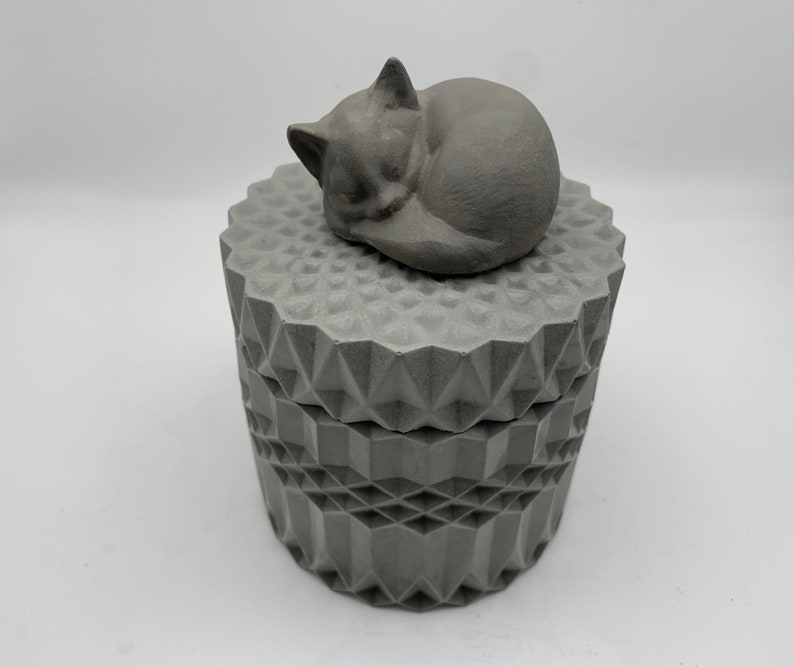 Cat urn for ashes with multiple color option grey