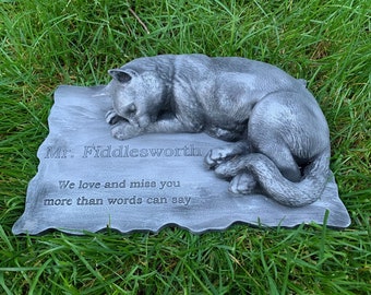 Custom sleeping cat memorial stone