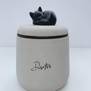 Custom Cat Urn with sleeping cat figurine