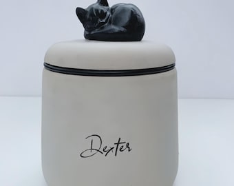 Custom Cat Urn with sleeping cat figurine