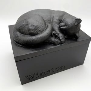 Cat Urn with sleeping cat statue cover with multiple color options