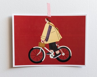 BIKING Illustrazione Art Print, Personaggio Arte Stampa, Digital Art Print, Cartolina Art Print