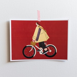 Impressão de arte de ilustração de BIKING, impressão de arte de personagem, impressão de arte digital, impressão de arte de cartão postal