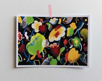 DRIPPING FLOWER Art Print, Wall Decor Art Print, Abstract Art Print, Colorful Illustration Print