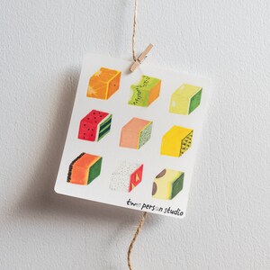 Foglio adesivo cubo di frutta, adesivi artistici, adesivo alimentare, foglio adesivo lucido, adesivi planner, adesivi per bullet journaling