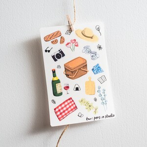 Picnic Themed Sticker Sheet, Picnic Stickers, Goods Sticker, Gloss Sticker Sheet, Planner Stickers, Stickers for Journaling