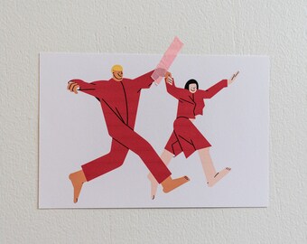 RUN AWAY, Coppia/Figura Arte Stampa, Personaggio Arte Stampa, Illustrazione Stampa, Stampa D'Arte