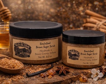 Emulsified Brown Sugar Scrub, Handmade Body Scrub for Dry Skin, Exfoliating Sugar Scrub, Moisturizing Body Polish