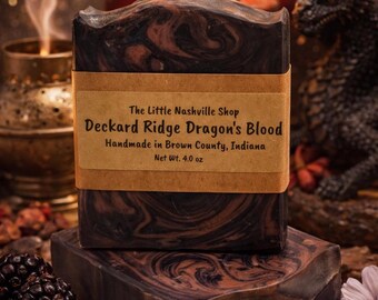 Deckard Ridge Dragons Blood Soap Bar | Warm Resinous Amber Incense Scent | Earthy Patchouli Spice | Handmade Artisan Bath Gift for Him