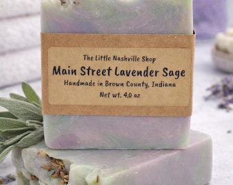 Main Street Lavender Sage Soap Bar | Calming Herbal Artisan Bath Soap, Small Batch Handmade