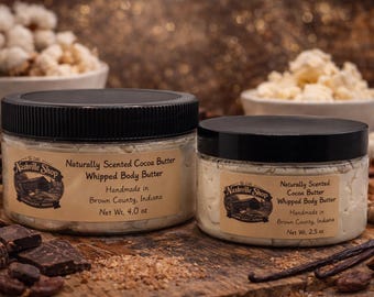Whipped Body Butter, Handmade Body Moisturizer for Dry Skin, Non Greasy Body Butter, Shea Cocoa Mango Butter