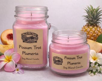 Possum Trot Plumeria Soy Blend Candle, 8oz or 16oz Floral Scented Candle, Handmade Jar Candle, Tropical Home Fragrance Gift, Spring Decor