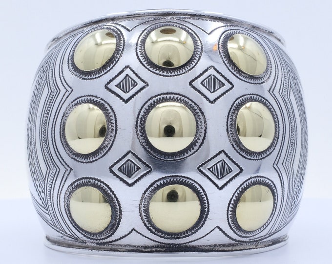 Featured listing image: Fine Silver and Brass Elhadji Koumama Tuareg African Cuff Bracelet