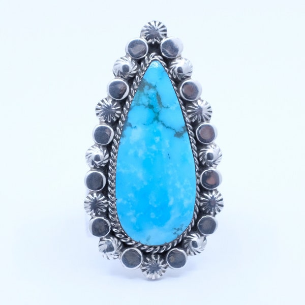 Sterling Silver Turquoise Greg Yazzie Navajo Ring