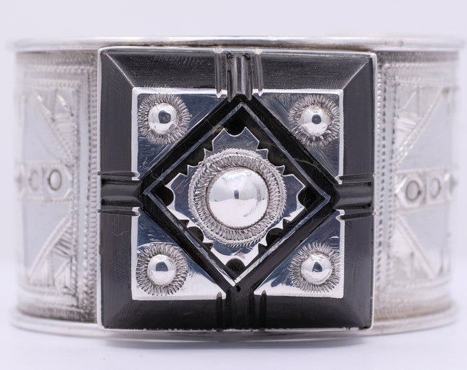 Featured listing image: Fine Silver and Ebony Elhadji Koumama Tuareg African Cuff Bracelet