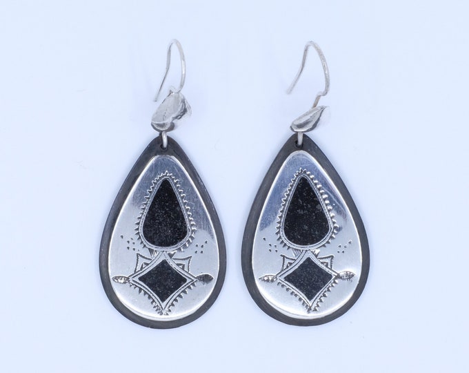 Featured listing image: Fine Silver and Ebony Elhadji Koumama Tuareg African Earrings