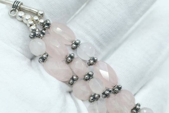 Sterling Silver and Rose Quartz Bracelet - image 8