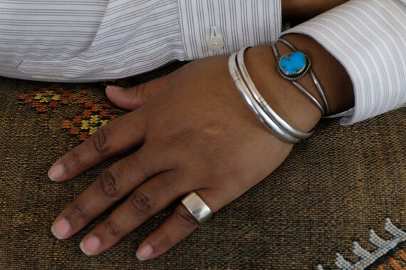 Sterling Silver Turquoise Vintage Navajo Cuff Bra… - image 9