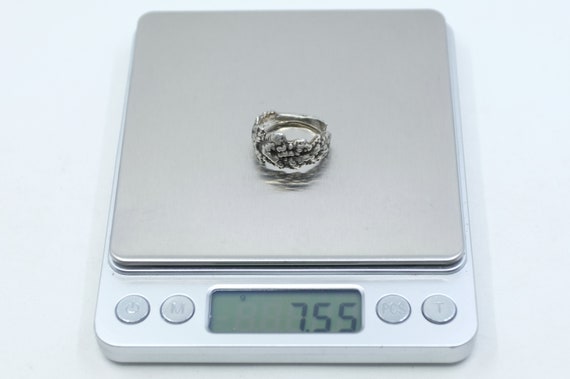 Sterling Silver Foliate Motif Spoon Ring - image 6