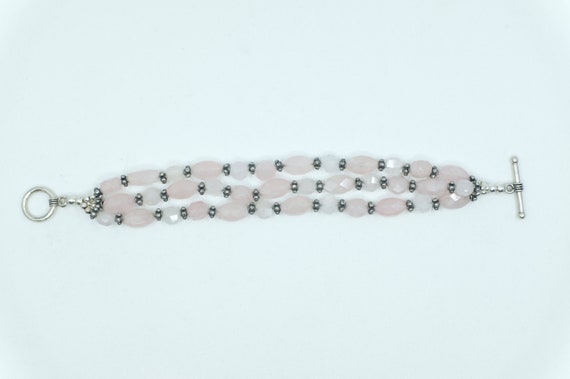 Sterling Silver and Rose Quartz Bracelet - image 2