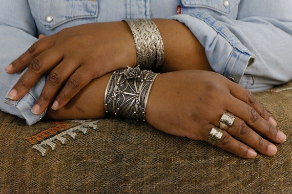 Silver Moroccan African Bangle - image 10