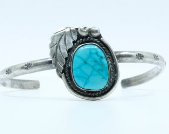 Sterling Silver Turquoise Vintage Navajo Cuff Bracelet