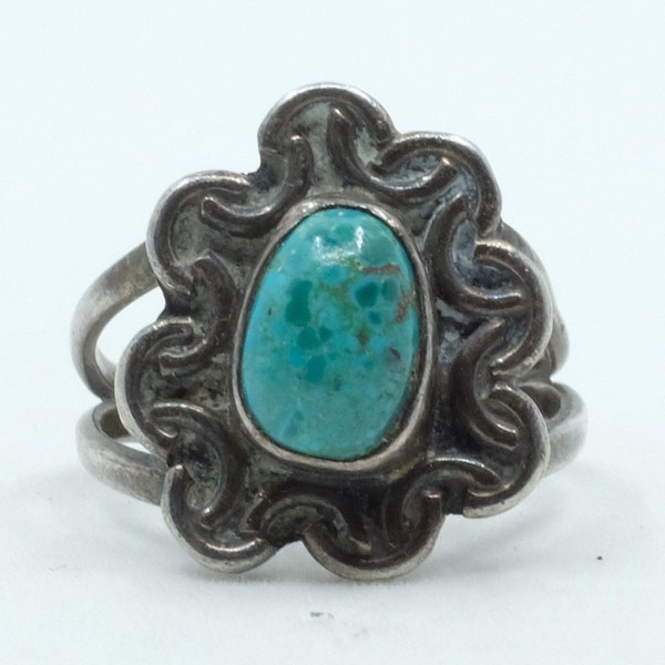 Sterling Silver Fred Harvey Turquoise Ring