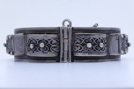 Silver Moroccan Hinged Bracelets (Pair) - image 2
