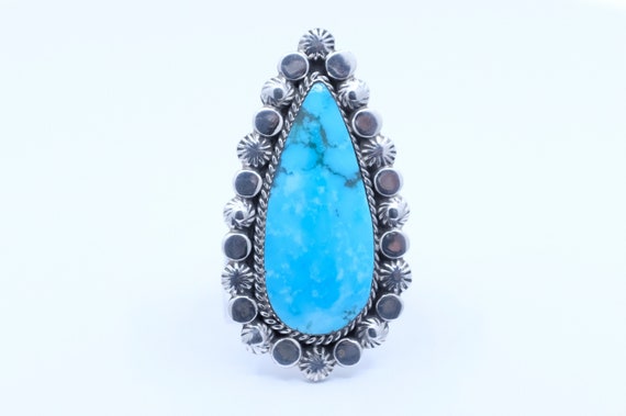 Sterling Silver Turquoise Greg Yazzie Navajo Ring - image 1