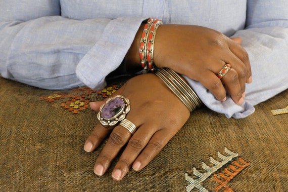 Sterling Silver Turquoise Tibetan Ring - image 10