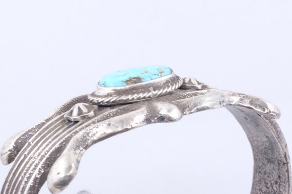 Sterling Silver Turquoise Sandcast Navajo Cuff Br… - image 8