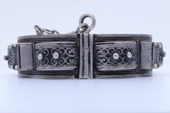 Silver Moroccan Hinged Bracelets (Pair) - image 4