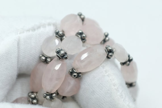 Sterling Silver and Rose Quartz Bracelet - image 7