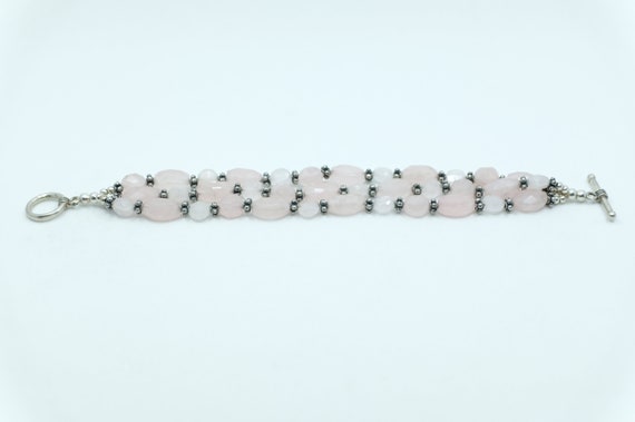 Sterling Silver and Rose Quartz Bracelet - image 3