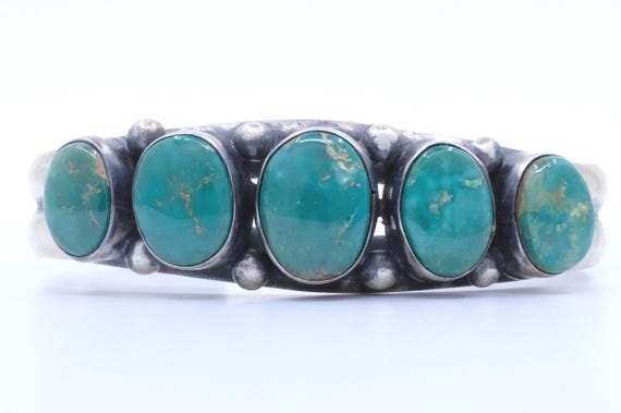 Sterling Silver Fox Turquoise Bobby Johnson Navajo Cuff