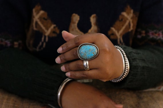 Sterling Silver Turquoise Chimney Butte Ring - image 9