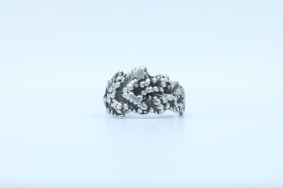 Sterling Silver Foliate Motif Spoon Ring - image 1